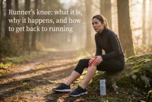 Professional header image for educational tutorial: Runner's knee: what it is, why it happens, and how to get...
