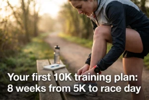 Professional header image for educational tutorial: Your first 10K training plan: 8 weeks from 5K to race day
